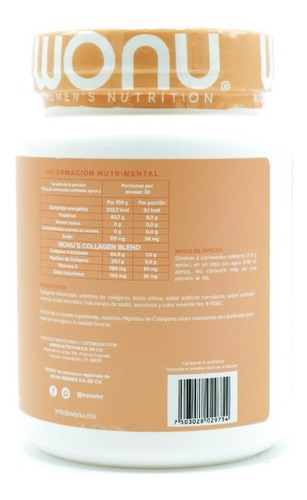 Colágeno Hidrolizado + Ácido Hialurónico Mandarina Wonu