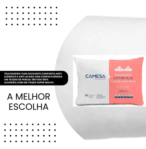 Travesseiro Anti Alergico Extra Firme 100% Algodão/poliester
