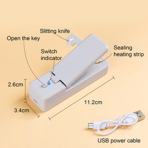 Mini Sellador De Bolsas Portátil Con Imán De Carga Usb De Pl