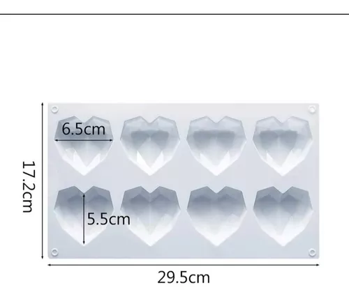 Molde silicona 8 corazón diamante