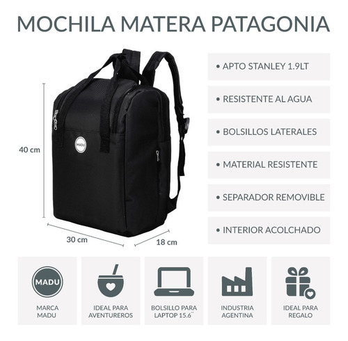 Imagen 5 de 9 de Equipo De Mate De Acero Mochila Madu Set Bolso Kit Matero