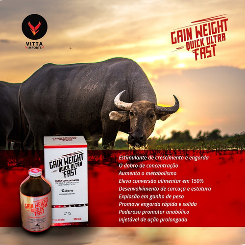 Suplemento Gain Weight Ultra Fast 250ml Engorda Rápida Boi