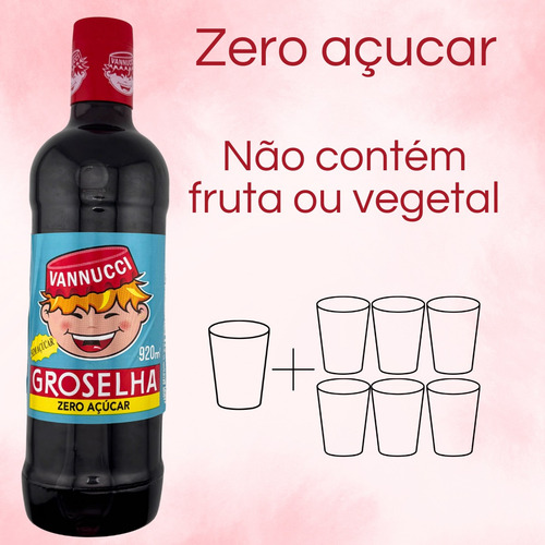 3 Groselha Vannucci Zero Açúcar 920ml Para Diabéticos Bolos