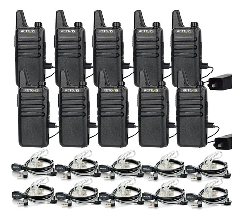 Pack De 10 Walkie Talkies Con Auriculares Vox Transmisión De