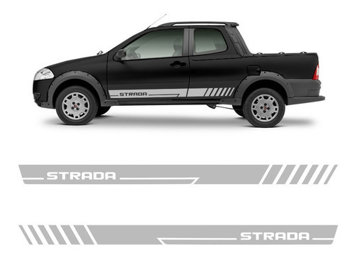 Faixa Fiat Strada 2013/2014 Adesivo Prata Lateral Decorativo