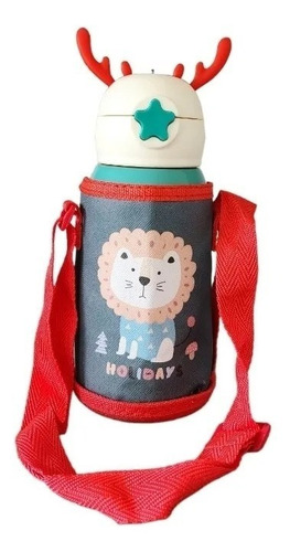 Imagen 5 de 8 de Botella Acero Cantimplora Correa Infantil Personajes 500 Ml