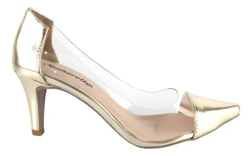 Scarpin bico hot sale fino transparente