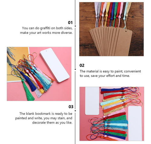 Marcadores Kraft Tags De Papel En Blanco Con Borlas, 2 Juego