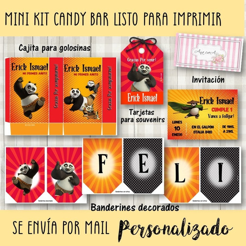 Candy Bar Mini Kit Imprimible Kung Fu Panda Mod.2 Cumpleaños