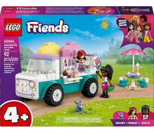 LEGO® Friends Camión de los Helados de Heartlake City 42644; juguete para niñas con un vehículo, 2 minipersonajes y una figura de una conejita