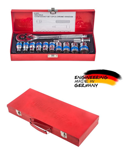 Imagen 2 de 4 de Dados Kit Juego 12 Pcs Germany Vanadio Alta Calidad + Valija