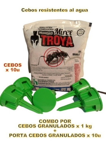 Porta Cebos Granulados X 10u + Hormiguicida Mirex Troya X 1k