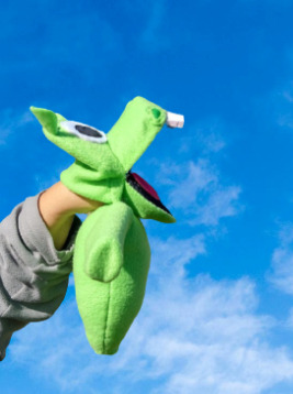Títere Mano Simil Hipopótamo Verde Baby Tv