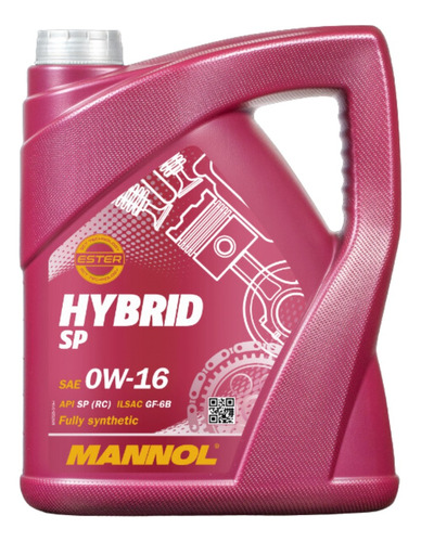Aceite Lubricante Synthetic 0w16 Mannol Hybrid Sp 5lts.