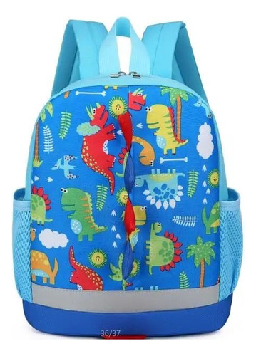 Makeway - Mochila Para Estudiante Schoolbag Para Niño Color Celeste Diseño De La Tela Rayado