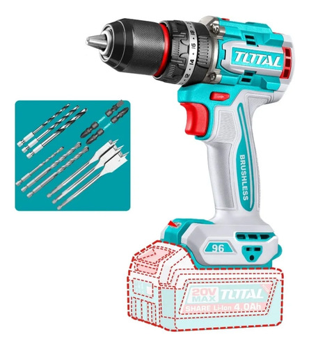 Taladro Con Percutor 20v Total 96nm Tidli209681 Turquesa 50 / 60hz