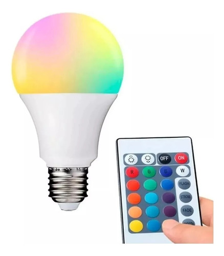 Lampara Led Rgb 7w 220v E27 Control Remoto 16 Colores