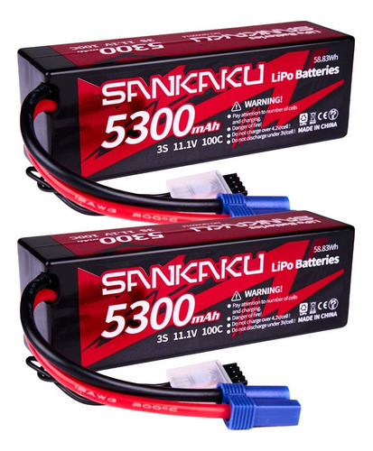 Sankaku 3s 5300mah Lipo Bateria 11.1v 100c Lipos Estuche Rig