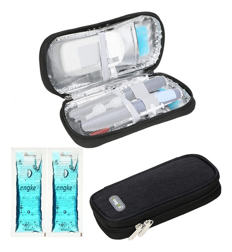 Funda De Viaje Con 2 Bolsas De Hielo Para Diabéticos (negro)