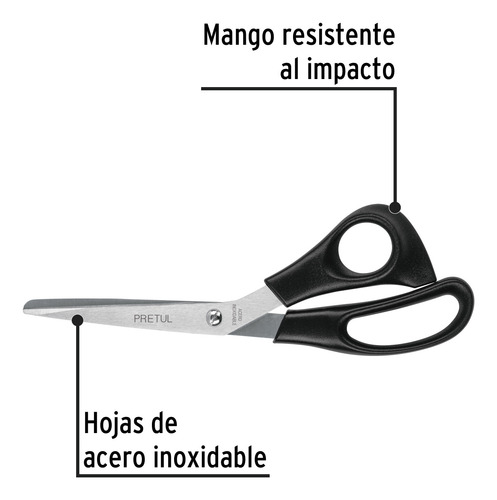 Tijera 8 De Acero Inoxidable Para Casa Y Oficina, Pretul.