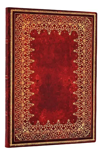 Cuaderno Paperblanks Hoja De Oro - Cuero Antiguo Midi Rayado Rojo