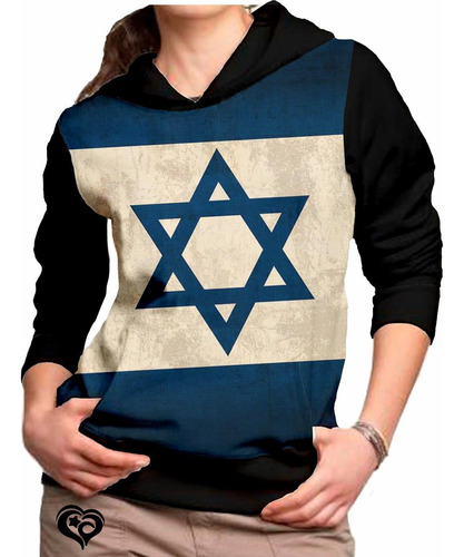 Moletom Bandeira De Israel Feminino Jerusalem Blusa Casaco