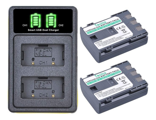 2 Pack Nb Nb 2l 2lh Batería Y Kit Cargador Usb Dual Pa...