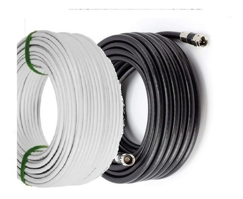 Imagen 1 de 3 de 15mts Cable Coaxil Rg6 Armado C/ Conector Compresion Enbolsa