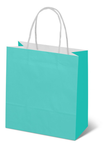 Sacola De Papel Kraft Colorido Pp 15x16,5x7cm 50und Cor Azul tiffany