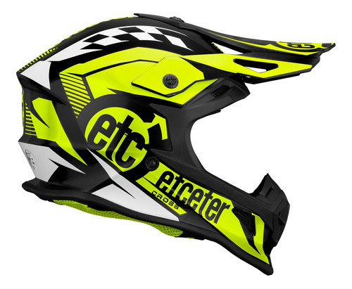 Capacete Motocross Etceter Fast Brilhante Cor Amarelo Tamanho do capacete 60