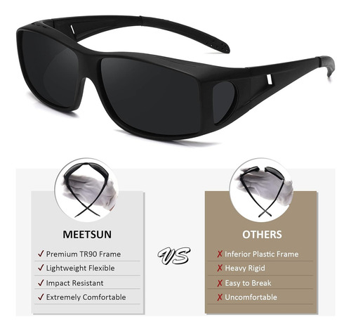 Gafas De Sol Meetsun Fit Over Glasses Para Hombre Y Mujer...