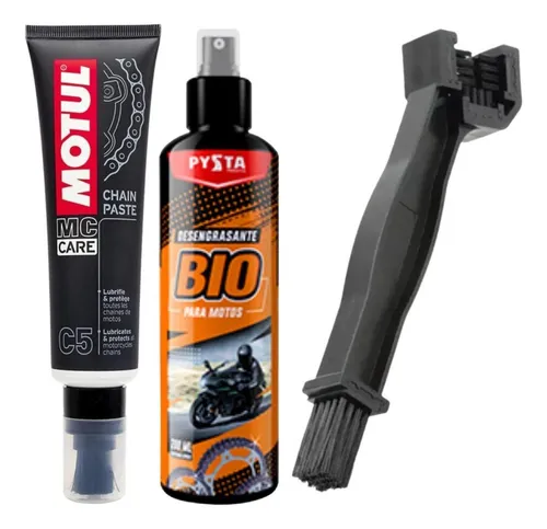 Motul C5 Lubricante Cadena+ Cepillo + Desengrasante+ Shampoo