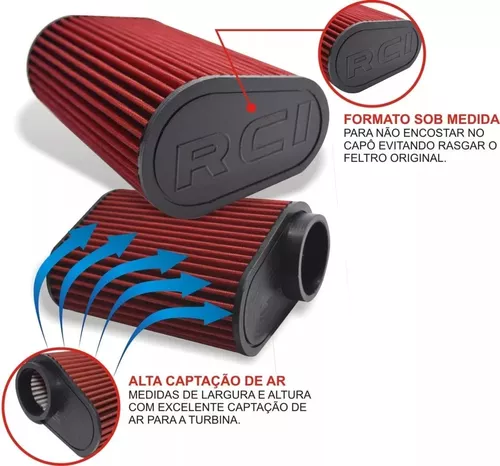 Kit Intake Vw Up Tsi 1.0 Turbo Filtro De Ar Esportivo Rci063