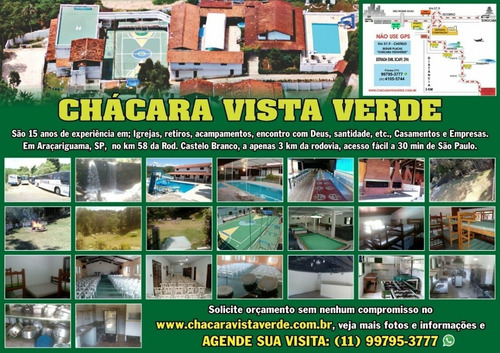 Chacara Vista Verde Em Araçariguama Sp; Igrejas, Empresas Casamentos Familia Outros Eventos