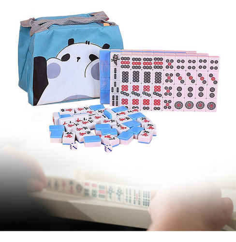 Mini Juego De Mahjong Chino Con 144 Mini Fichas Para Azul