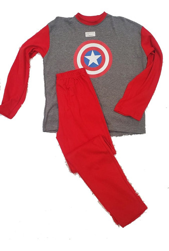 Pijama Infantil Capitan America Algodon.  Invierno .