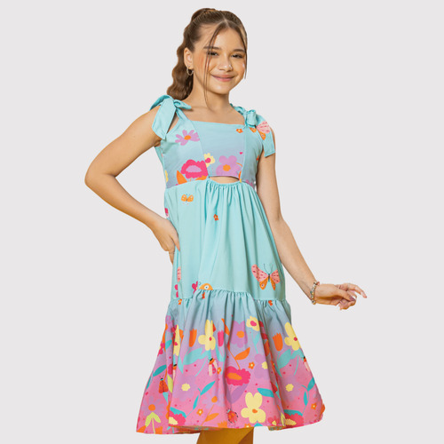 Vestido Infantil Menina Festa Colorido Rodado Mini Diva