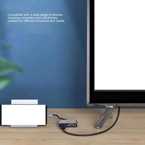 Hub Dock 2 En 1 Tipo C A Vga+hdmi Hd Spliter-abs