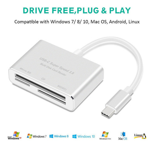 Bakeey Universal 3 Em 1 Tipo-c Usb 3.0 Cf Cartão De Memória