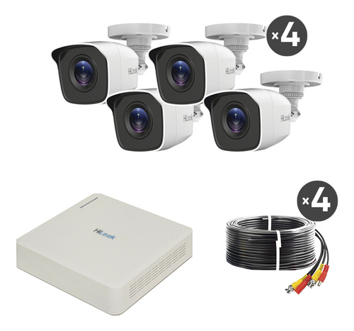 Kit Turbohd 720p Dvr 4 Cámaras 4 Cables 18 Mts Kit7204bp(c) Blanco