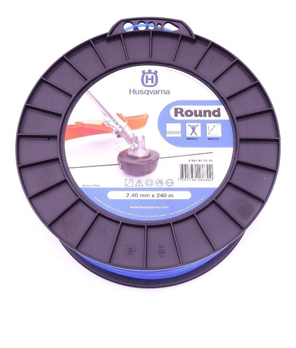 Fio De Nylon Para Roçadeira Redondo 2,4mm Com 240m Husqvarna