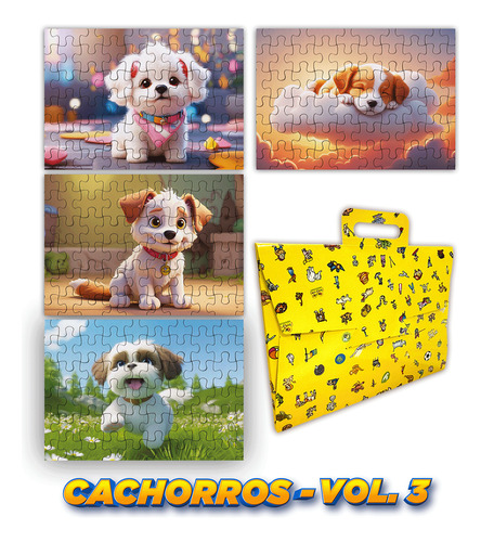 Quebra Cabeça Kit Com 4 Modelos Cachorros - Vol 3