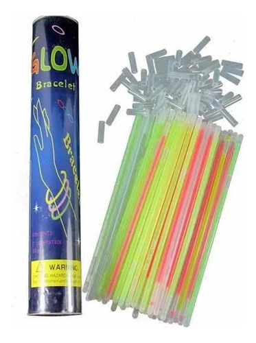 Globi® Pack 100 Pulseras Fluorescentes Fiesta Neón, Flúor 