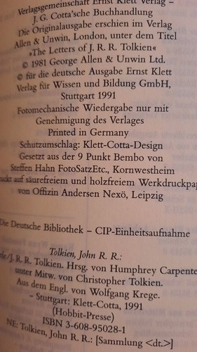 J.r .r.tolkien - Hobbit Presse / Klett-cotta (en Aleman) (Usado)