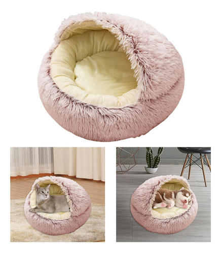 Z Cama Para Mascotas, Redonda, Suave, De Felpa, Nido, Cueva,