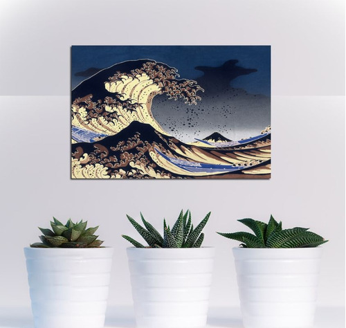 Cuadro 20x30cm Hokusai La Gran Ola Negativo Arte Japones