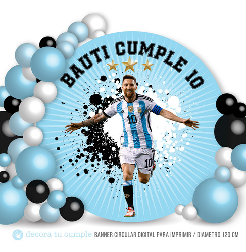 Banner Circular Futbol Argentina Messi Para Imprimir