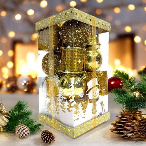 Set Navideño Premium Con Bolas Y Adornos Festivos 16 Piezas