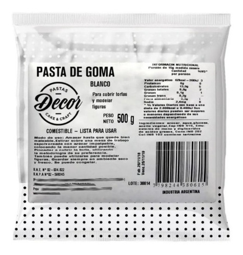 Pasta De Goma Decor Cake Blanca X500g - Cotillón Waf