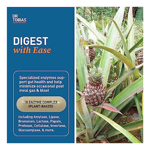 Dr. Tobias Enzimas Digestivas Con Amilasa, Bromelina, Lipasa